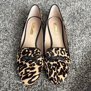 Louise et Cie calf hair leopard loafers